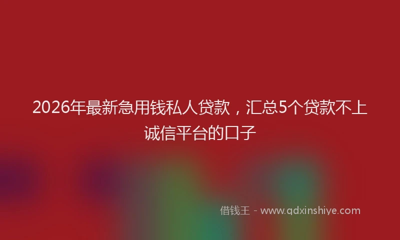 2026年最新急用钱私人贷款，汇总5个贷款不上诚信平台的口子