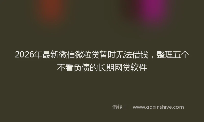 2026年最新微信微粒贷暂时无法借钱，整理五个不看负债的长期网贷软件