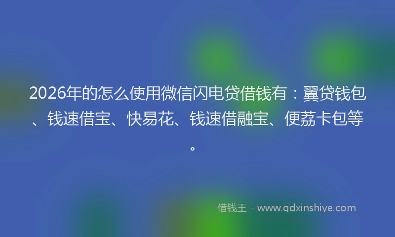 2026年的怎么使用微信闪电贷借钱有：翼贷钱包、钱速借宝、快易花、钱速借融宝、便荔卡包等。