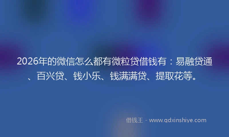 2026年的微信怎么都有微粒贷借钱有：易融贷通、百兴贷、钱小乐、钱满满贷、提取花等。