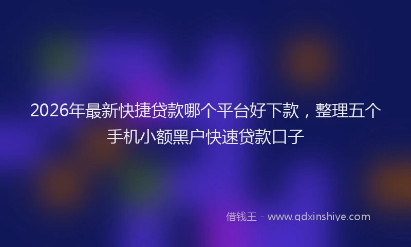 2026年最新快捷贷款哪个平台好下款，整理五个手机小额黑户快速贷款口子