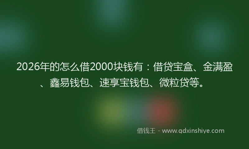 2026年的怎么借2000块钱有：借贷宝盒、金满盈、鑫易钱包、速享宝钱包、微粒贷等。