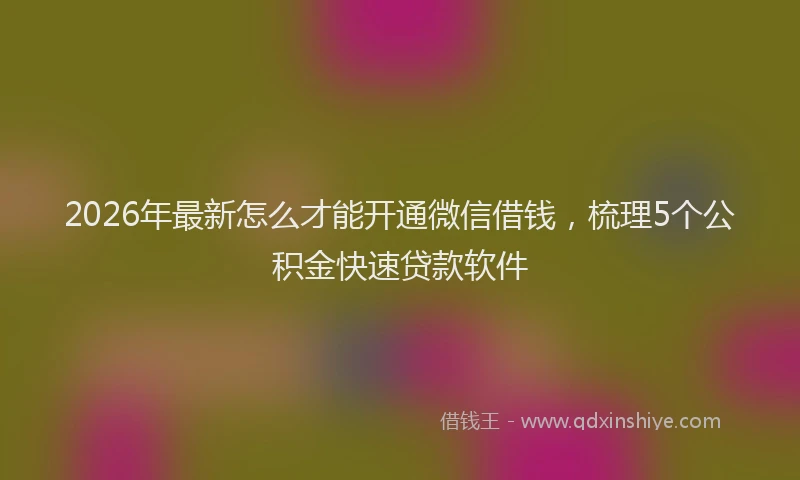 2026年最新怎么才能开通微信借钱，梳理5个公积金快速贷款软件