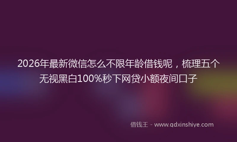 2026年最新微信怎么不限年龄借钱呢，梳理五个无视黑白100%秒下网贷小额夜间口子