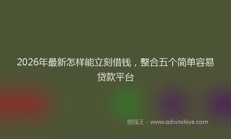 2026年最新怎样能立刻借钱，整合五个简单容易贷款平台