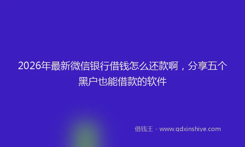 2026年最新微信银行借钱怎么还款啊，分享五个黑户也能借款的软件