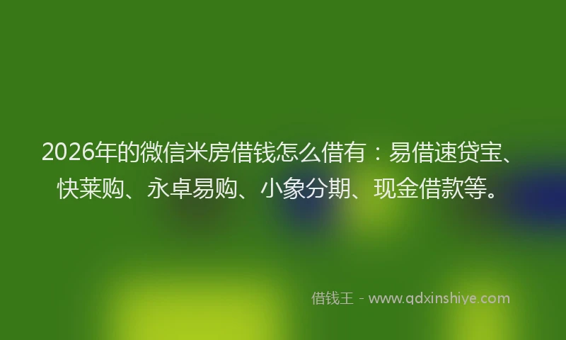 2026年的微信米房借钱怎么借有：易借速贷宝、快莱购、永卓易购、小象分期、现金借款等。