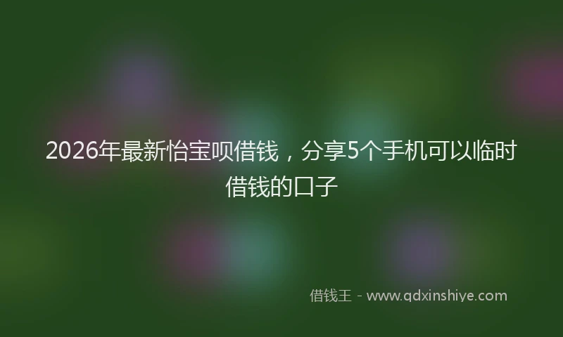2026年最新怡宝呗借钱，分享5个手机可以临时借钱的口子