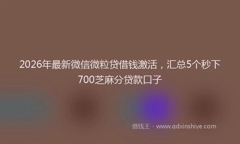 2026年最新微信微粒贷借钱激活，汇总5个秒下700芝麻分贷款口子