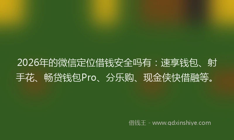 2026年的微信定位借钱安全吗有：速享钱包、射手花、畅贷钱包Pro、分乐购、现金侠快借融等。