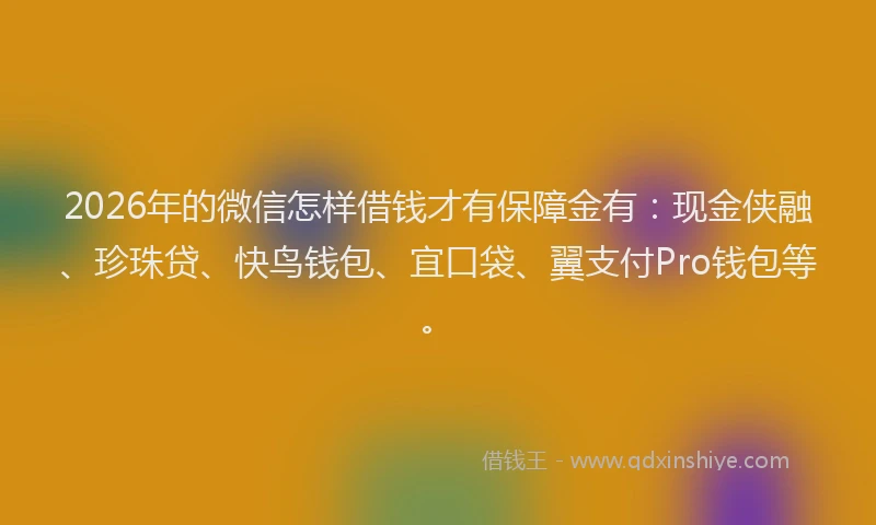 2026年的微信怎样借钱才有保障金有：现金侠融、珍珠贷、快鸟钱包、宜口袋、翼支付Pro钱包等。