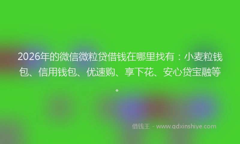 2026年的微信微粒贷借钱在哪里找有：小麦粒钱包、信用钱包、优速购、享下花、安心贷宝融等。