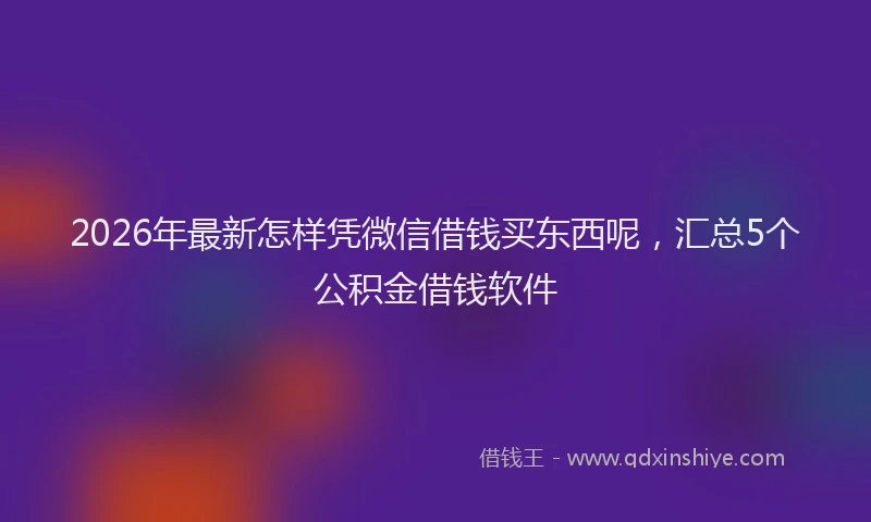 2026年最新怎样凭微信借钱买东西呢,汇总5个公积金借钱软件