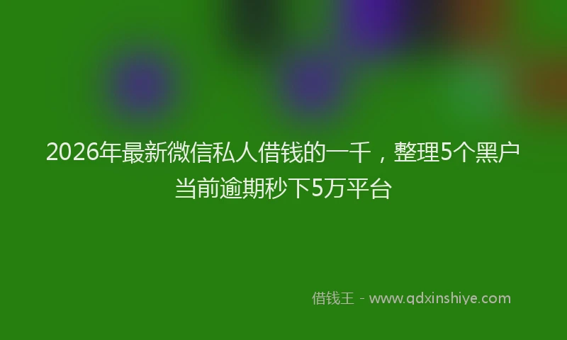 2026年最新微信私人借钱的一千，整理5个黑户当前逾期秒下5万平台