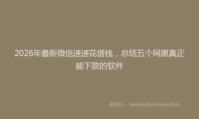 2026年最新微信速速花借钱，总结五个网黑真正能下款的软件
