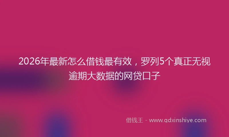 2026年最新怎么借钱最有效，罗列5个真正无视逾期大数据的网贷口子