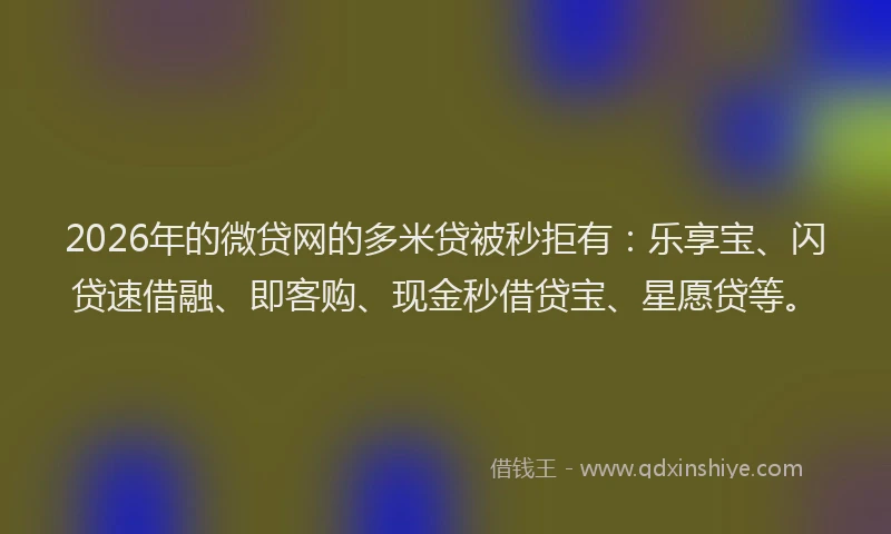 2026年的微贷网的多米贷被秒拒有：乐享宝、闪贷速借融、即客购、现金秒借贷宝、星愿贷等。