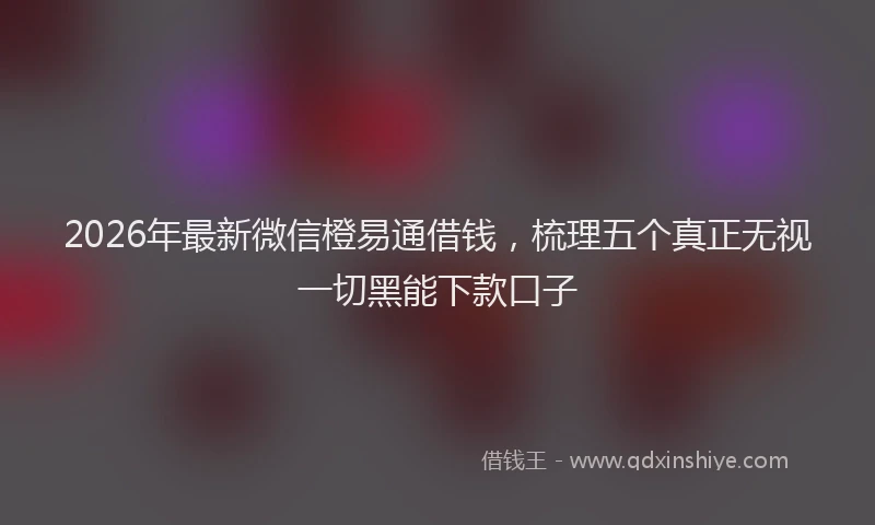 2026年最新微信橙易通借钱，梳理五个真正无视一切黑能下款口子