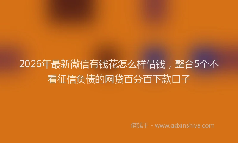 2026年最新微信有钱花怎么样借钱，整合5个不看征信负债的网贷百分百下款口子