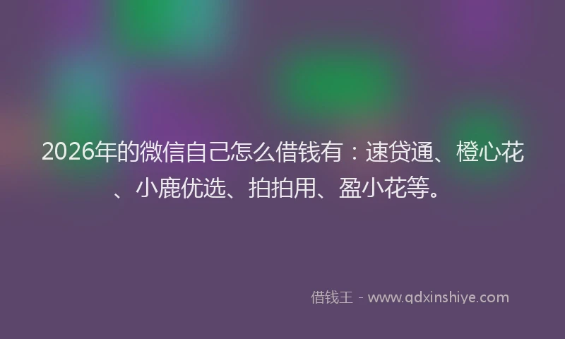 2026年的微信自己怎么借钱有：速贷通、橙心花、小鹿优选、拍拍用、盈小花等。