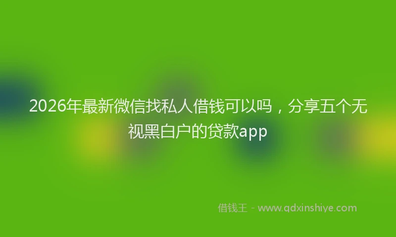 2026年最新微信找私人借钱可以吗，分享五个无视黑白户的贷款app