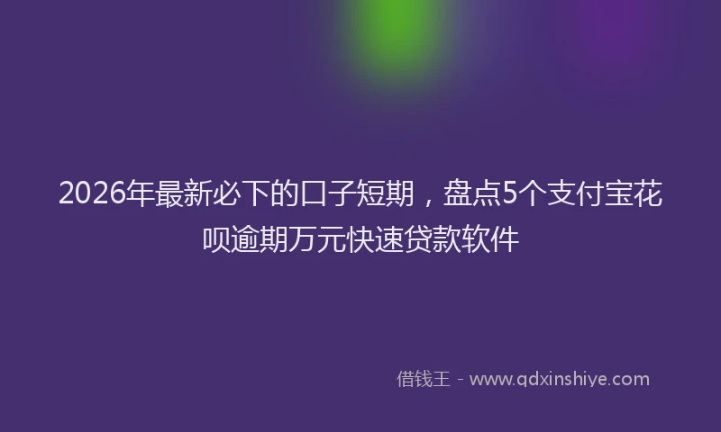 2026年最新必下的口子短期，盘点5个支付宝花呗逾期万元快速贷款软件