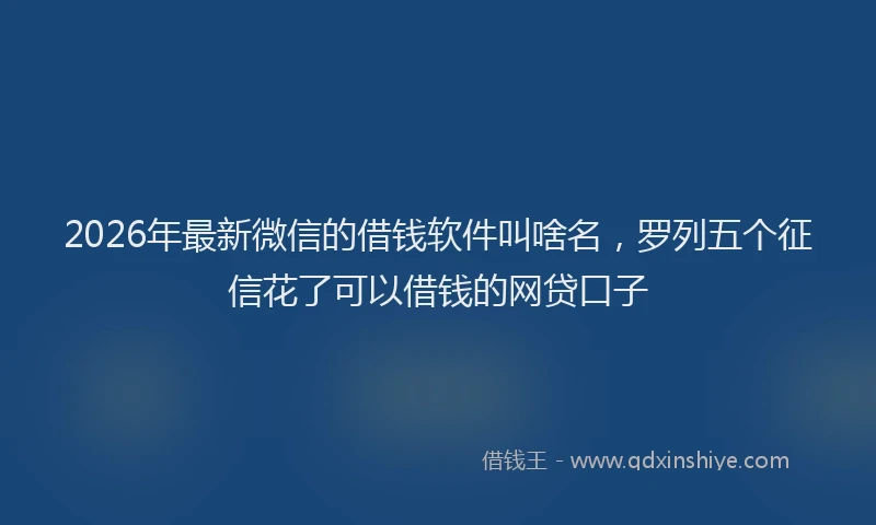 2026年最新微信的借钱软件叫啥名，罗列五个征信花了可以借钱的网贷口子