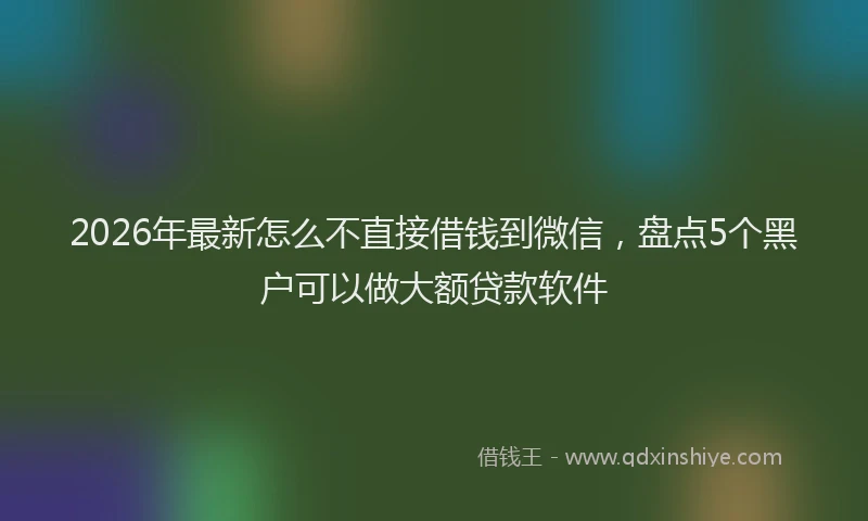 2026年最新怎么不直接借钱到微信，盘点5个黑户可以做大额贷款软件