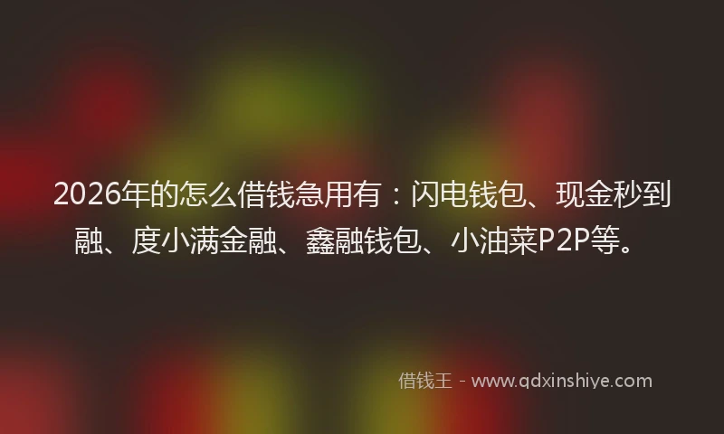 2026年的怎么借钱急用有：闪电钱包、现金秒到融、度小满金融、鑫融钱包、小油菜P2P等。