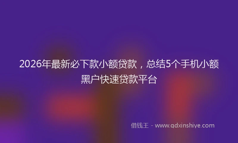 2026年最新必下款小额贷款，总结5个手机小额黑户快速贷款平台