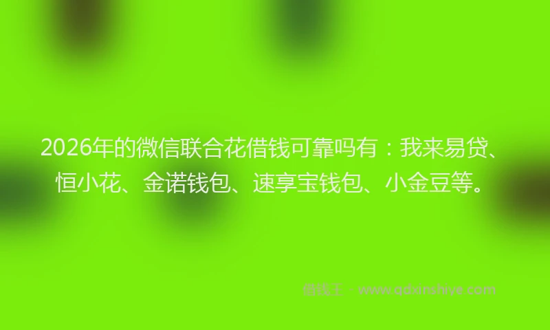 2026年的微信联合花借钱可靠吗有：我来易贷、恒小花、金诺钱包、速享宝钱包、小金豆等。