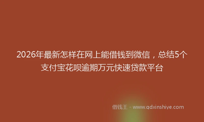 2026年最新怎样在网上能借钱到微信，总结5个支付宝花呗逾期万元快速贷款平台