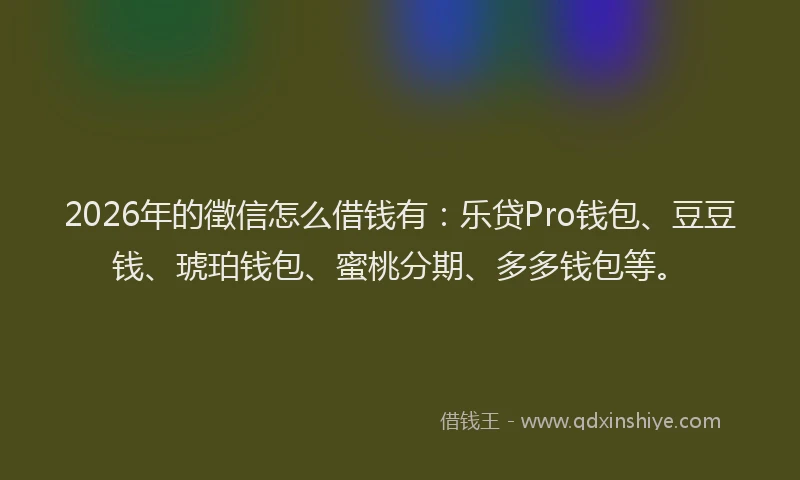 2026年的徵信怎么借钱有：乐贷Pro钱包、豆豆钱、琥珀钱包、蜜桃分期、多多钱包等。