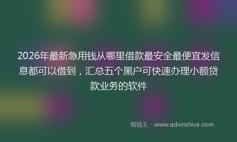 2026年最新急用钱从哪里借款最安全最便宜发信息都可以借到，汇总五个黑户可快速办理小额贷款业务的软件