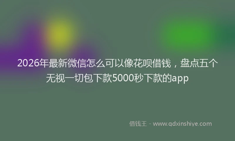 2026年最新微信怎么可以像花呗借钱，盘点五个无视一切包下款5000秒下款的app