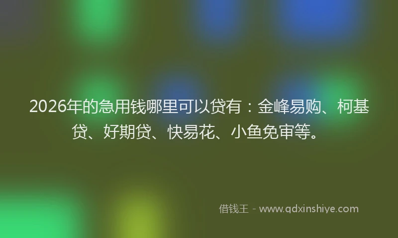 2026年的急用钱哪里可以贷有:金峰易购、柯基贷、好期贷、快易花、小鱼免审等。