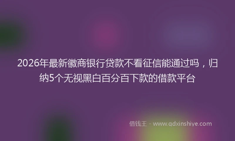 2026年最新徽商银行贷款不看征信能通过吗，归纳5个无视黑白百分百下款的借款平台