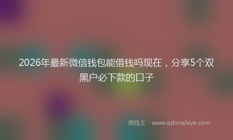 2026年最新微信钱包能借钱吗现在，分享5个双黑户必下款的口子