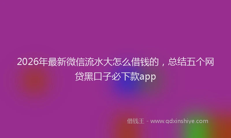 2026年最新微信流水大怎么借钱的，总结五个网贷黑口子必下款app