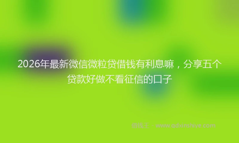 2026年最新微信微粒贷借钱有利息嘛，分享五个贷款好做不看征信的口子
