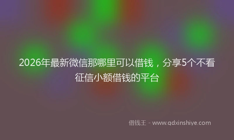 2026年最新微信那哪里可以借钱，分享5个不看征信小额借钱的平台