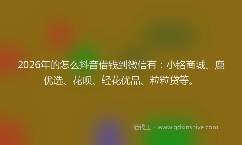 2026年的怎么抖音借钱到微信有：小铭商城、鹿优选、花呗、轻花优品、粒粒贷等。