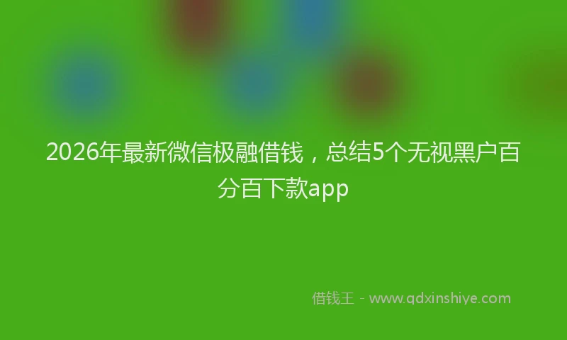 2026年最新微信极融借钱，总结5个无视黑户百分百下款app