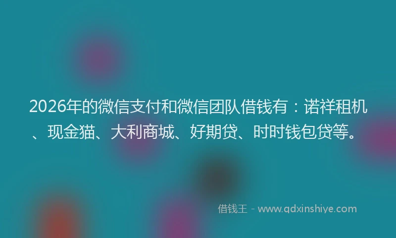 2026年的微信支付和微信团队借钱有：诺祥租机、现金猫、大利商城、好期贷、时时钱包贷等。