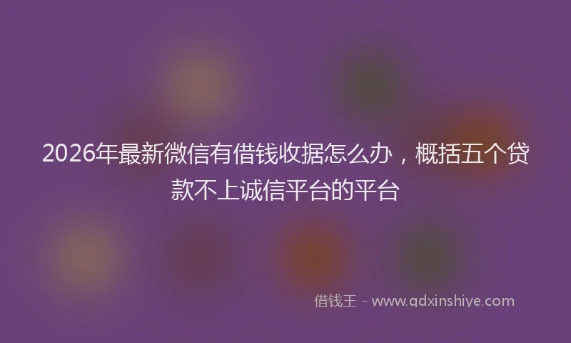 2026年最新微信有借钱收据怎么办，概括五个贷款不上诚信平台的平台