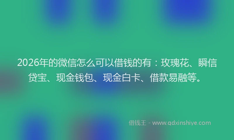 2026年的微信怎么可以借钱的有：玫瑰花、瞬信贷宝、现金钱包、现金白卡、借款易融等。