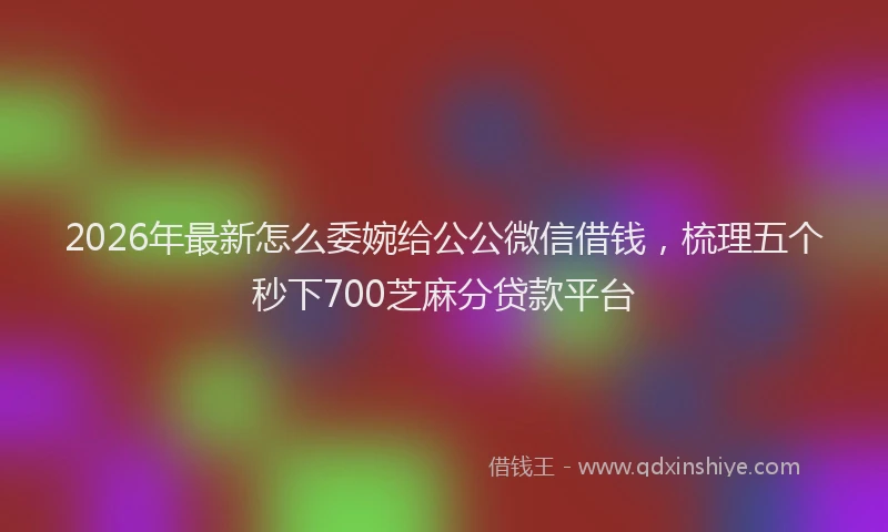 2026年最新怎么委婉给公公微信借钱，梳理五个秒下700芝麻分贷款平台