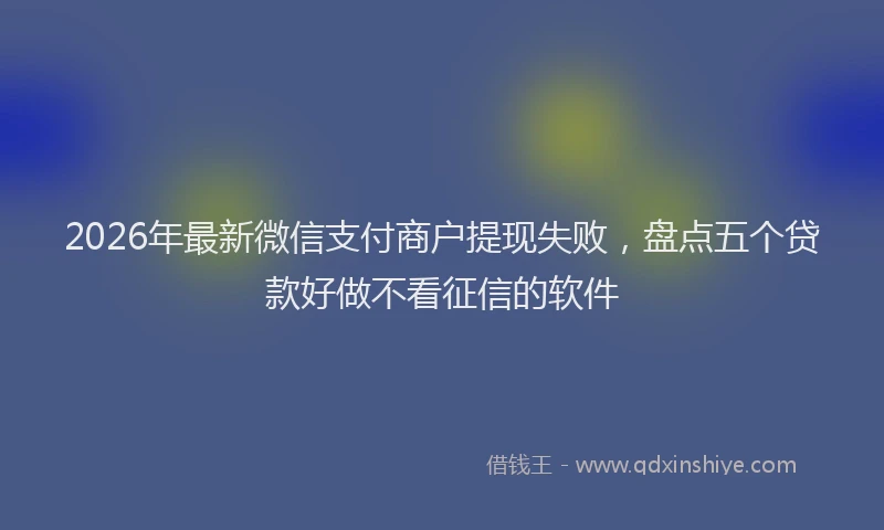 2026年最新微信支付商户提现失败，盘点五个贷款好做不看征信的软件