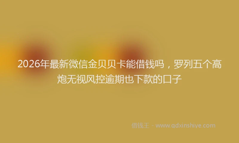 2026年最新微信金贝贝卡能借钱吗，罗列五个高炮无视风控逾期也下款的口子