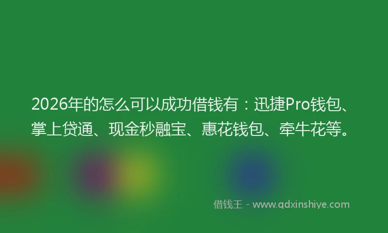 2026年的怎么可以成功借钱有：迅捷Pro钱包、掌上贷通、现金秒融宝、惠花钱包、牵牛花等。